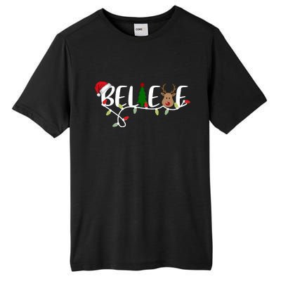 Believe Santa Claus Reindeer Christmas Festive Tall Fusion ChromaSoft Performance T-Shirt