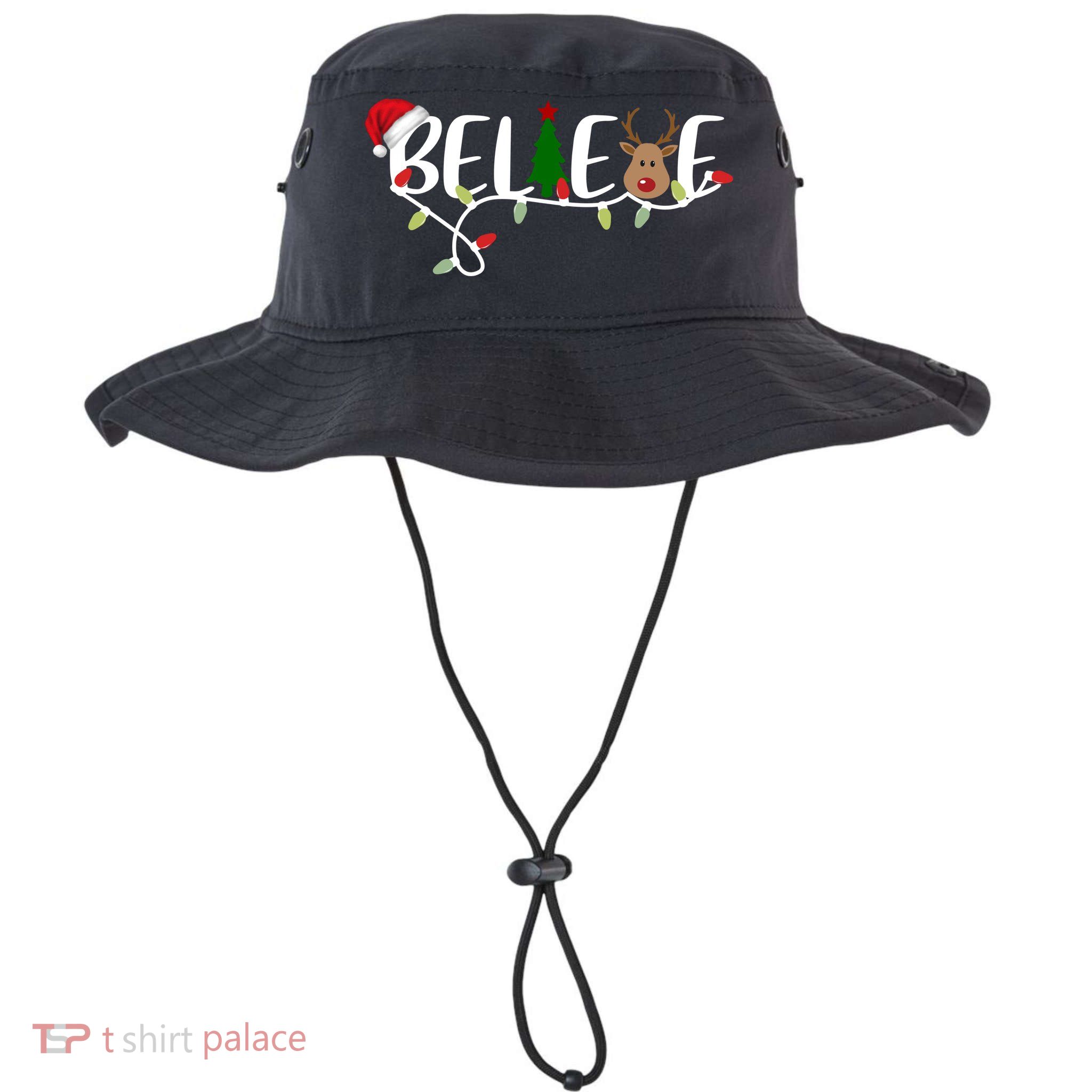 Believe Santa Claus Reindeer Christmas Festive Bucket Hat