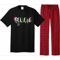 Believe Santa Claus Reindeer Christmas Festive Pajama Set