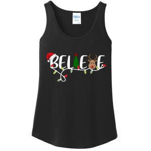 Believe Santa Claus Reindeer Christmas Festive Ladies Essential Tank