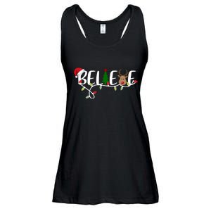 Believe Santa Claus Reindeer Christmas Festive Ladies Essential Flowy Tank