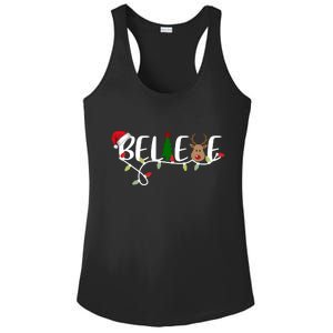 Believe Santa Claus Reindeer Christmas Festive Ladies PosiCharge Competitor Racerback Tank