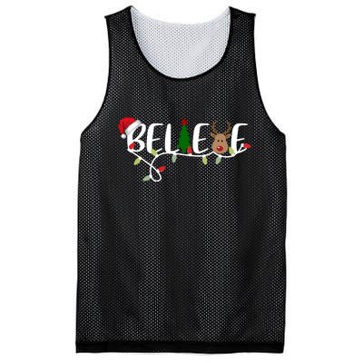 Believe Santa Claus Reindeer Christmas Festive Mesh Reversible Basketball Jersey Tank