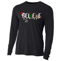 Believe Santa Claus Reindeer Christmas Festive Cooling Performance Long Sleeve Crew