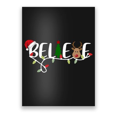 Believe Santa Claus Reindeer Christmas Festive Poster