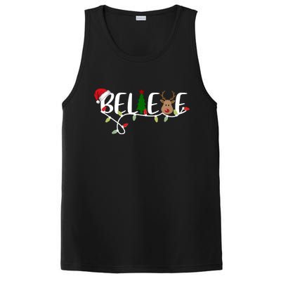 Believe Santa Claus Reindeer Christmas Festive PosiCharge Competitor Tank