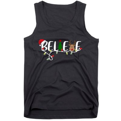 Believe Santa Claus Reindeer Christmas Festive Tank Top