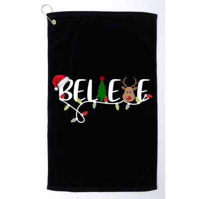 Believe Santa Claus Reindeer Christmas Festive Golf Towel