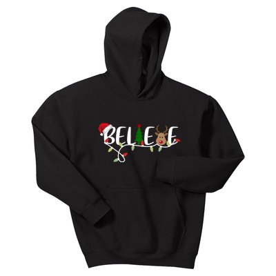 Believe Santa Claus Reindeer Christmas Festive Kids Hoodie