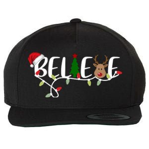 Believe Santa Claus Reindeer Christmas Festive Wool Snapback Cap