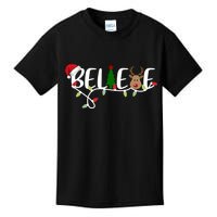 Believe Santa Claus Reindeer Christmas Festive Kids T-Shirt