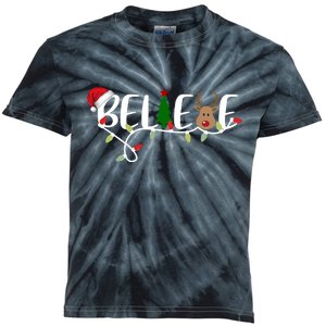 Believe Santa Claus Reindeer Christmas Festive Kids Tie-Dye T-Shirt