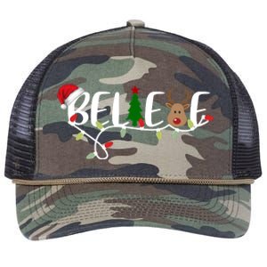 Believe Santa Claus Reindeer Christmas Festive Retro Rope Trucker Hat Cap