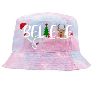 Believe Santa Claus Reindeer Christmas Festive Tie-Dyed Bucket Hat