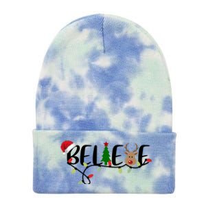 Believe Santa Claus Reindeer Christmas Festive Tie Dye 12in Knit Beanie