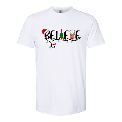 Believe Santa Claus Reindeer Christmas Festive Softstyle CVC T-Shirt