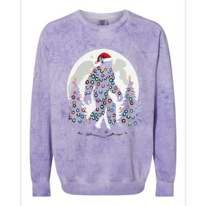 Bigfoot Santa Christmas Tree Lights Funny Xmas Sasquatch Colorblast Crewneck Sweatshirt