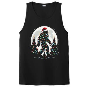 Bigfoot Santa Christmas Tree Lights Funny Xmas Sasquatch PosiCharge Competitor Tank