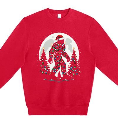 Bigfoot Santa Christmas Tree Lights Funny Xmas Sasquatch Premium Crewneck Sweatshirt