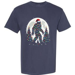 Bigfoot Santa Christmas Tree Lights Funny Xmas Sasquatch Garment-Dyed Heavyweight T-Shirt