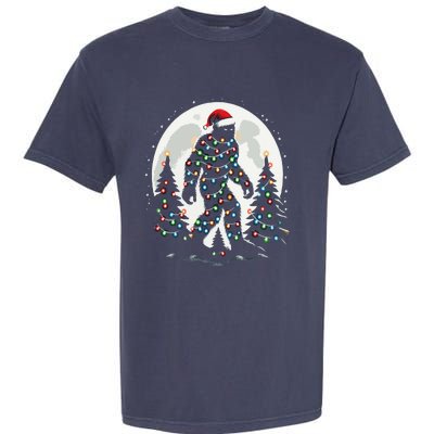 Bigfoot Santa Christmas Tree Lights Funny Xmas Sasquatch Garment-Dyed Heavyweight T-Shirt