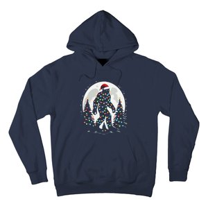 Bigfoot Santa Christmas Tree Lights Funny Xmas Sasquatch Hoodie