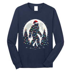 Bigfoot Santa Christmas Tree Lights Funny Xmas Sasquatch Long Sleeve Shirt