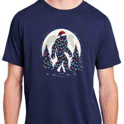 Bigfoot Santa Christmas Tree Lights Funny Xmas Sasquatch Adult ChromaSoft Performance T-Shirt