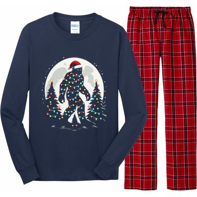 Bigfoot Santa Christmas Tree Lights Funny Xmas Sasquatch Long Sleeve Pajama Set