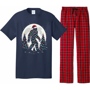 Bigfoot Santa Christmas Tree Lights Funny Xmas Sasquatch Pajama Set