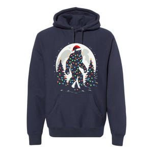 Bigfoot Santa Christmas Tree Lights Funny Xmas Sasquatch Premium Hoodie