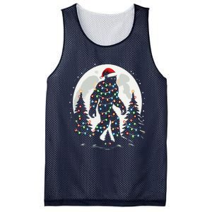 Bigfoot Santa Christmas Tree Lights Funny Xmas Sasquatch Mesh Reversible Basketball Jersey Tank