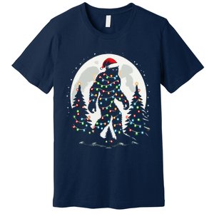 Bigfoot Santa Christmas Tree Lights Funny Xmas Sasquatch Premium T-Shirt