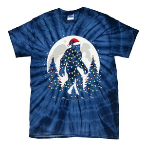 Bigfoot Santa Christmas Tree Lights Funny Xmas Sasquatch Tie-Dye T-Shirt