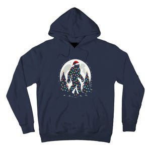 Bigfoot Santa Christmas Tree Lights Funny Xmas Sasquatch Tall Hoodie