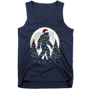 Bigfoot Santa Christmas Tree Lights Funny Xmas Sasquatch Tank Top