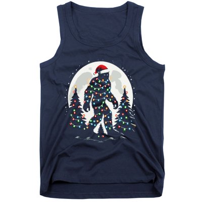 Bigfoot Santa Christmas Tree Lights Funny Xmas Sasquatch Tank Top