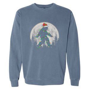 Bigfoot Santa Christmas Tree Lights Funny Xmas Sasquatch Garment-Dyed Sweatshirt