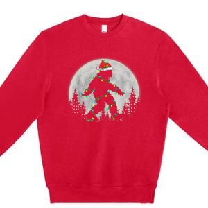 Bigfoot Santa Christmas Tree Lights Funny Xmas Sasquatch Premium Crewneck Sweatshirt