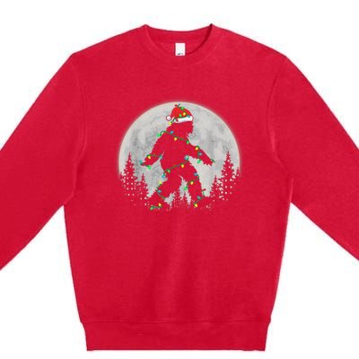 Bigfoot Santa Christmas Tree Lights Funny Xmas Sasquatch Premium Crewneck Sweatshirt