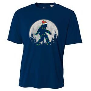 Bigfoot Santa Christmas Tree Lights Funny Xmas Sasquatch Cooling Performance Crew T-Shirt