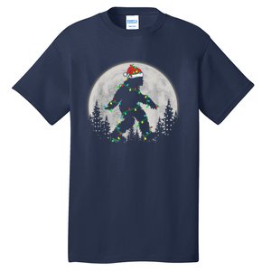 Bigfoot Santa Christmas Tree Lights Funny Xmas Sasquatch Tall T-Shirt