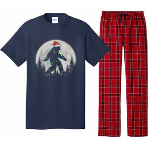 Bigfoot Santa Christmas Tree Lights Funny Xmas Sasquatch Pajama Set