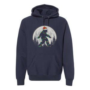 Bigfoot Santa Christmas Tree Lights Funny Xmas Sasquatch Premium Hoodie