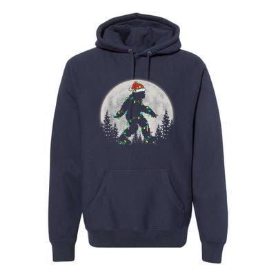 Bigfoot Santa Christmas Tree Lights Funny Xmas Sasquatch Premium Hoodie