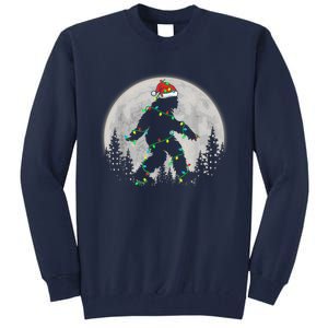 Bigfoot Santa Christmas Tree Lights Funny Xmas Sasquatch Tall Sweatshirt