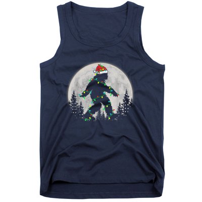 Bigfoot Santa Christmas Tree Lights Funny Xmas Sasquatch Tank Top