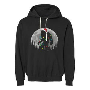 Bigfoot Santa Christmas Tree Lights Funny Xmas Sasquatch Garment-Dyed Fleece Hoodie