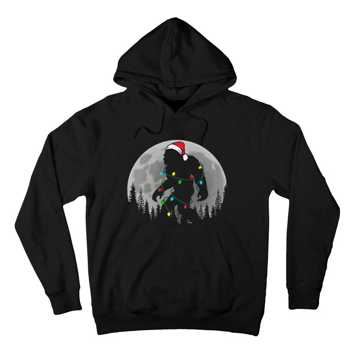 Bigfoot Santa Christmas Tree Lights Funny Xmas Sasquatch Hoodie