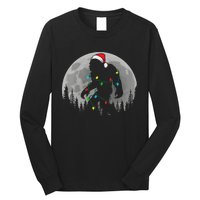 Bigfoot Santa Christmas Tree Lights Funny Xmas Sasquatch Long Sleeve Shirt